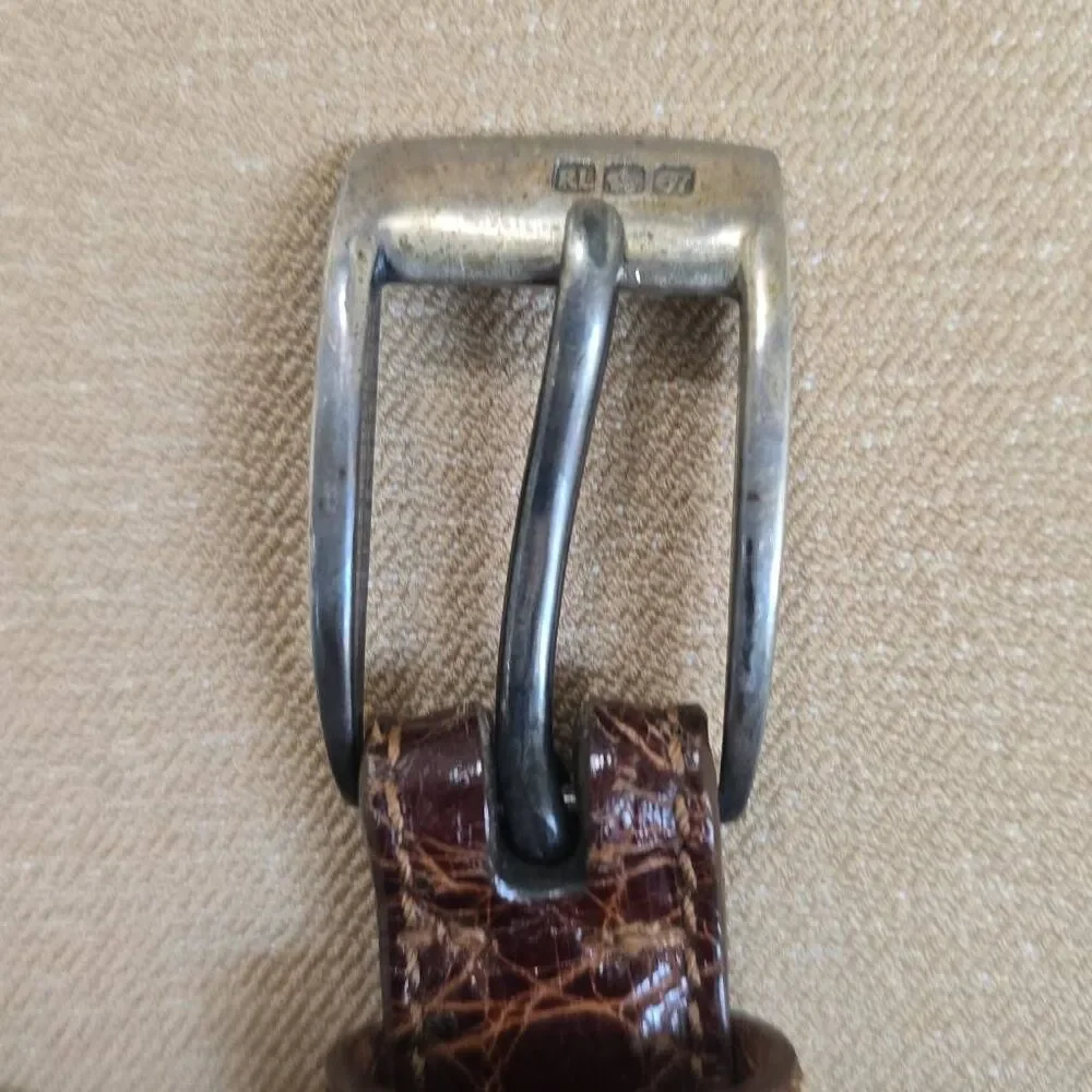 Ralph Lauren Vintage Brown American Alligator Belt with Silver Buckle, 26